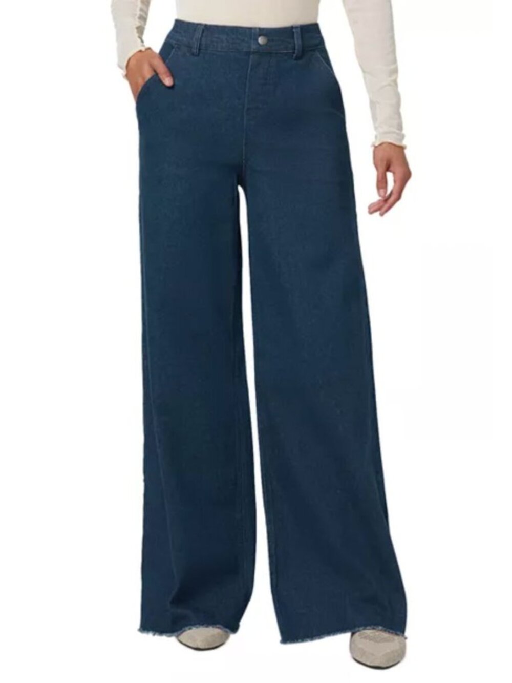 HUE High Rise Wide Leg Jeans in Midnight Rinse Wash Size Small Jeggings Leggings